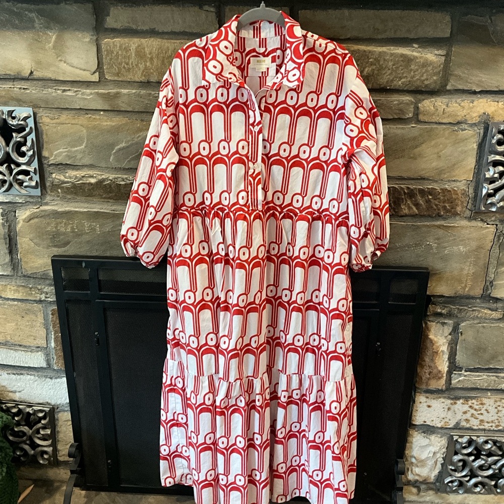 Anthropologie Maeve Bettina Red and White Tiered Short Dress